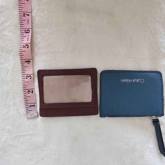 LOT: Calvin Klein & Michael Kors Card Holder Wallet Set Blue & Burgundy Leather - Picture 5 of 5